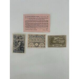 Complete (3) Three Bill Set - Austrian Money - WW1- 1919-20- Garcelon Stamp CO